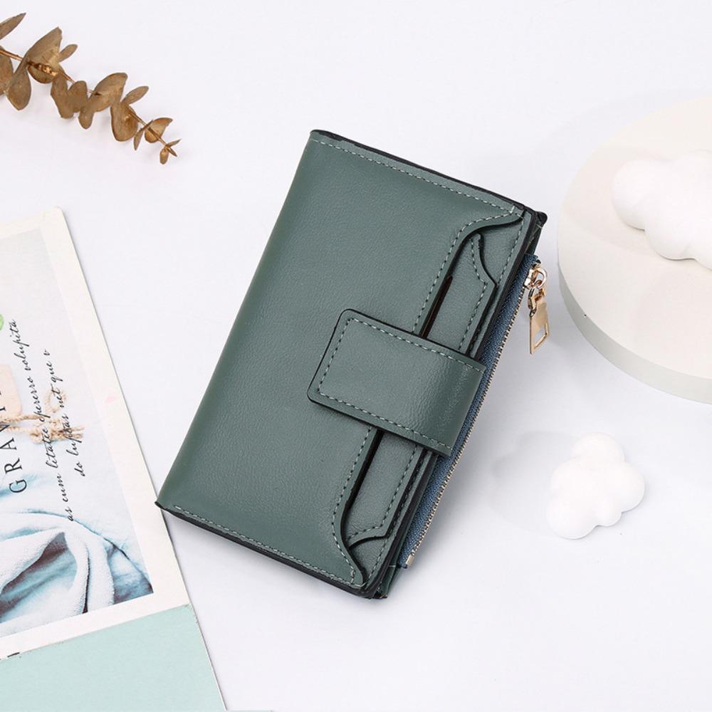 

New PU Leather Women Long Wallet Hasp Design Large Capacity Slim Small Wallet Coin Purse Women Girls зелений