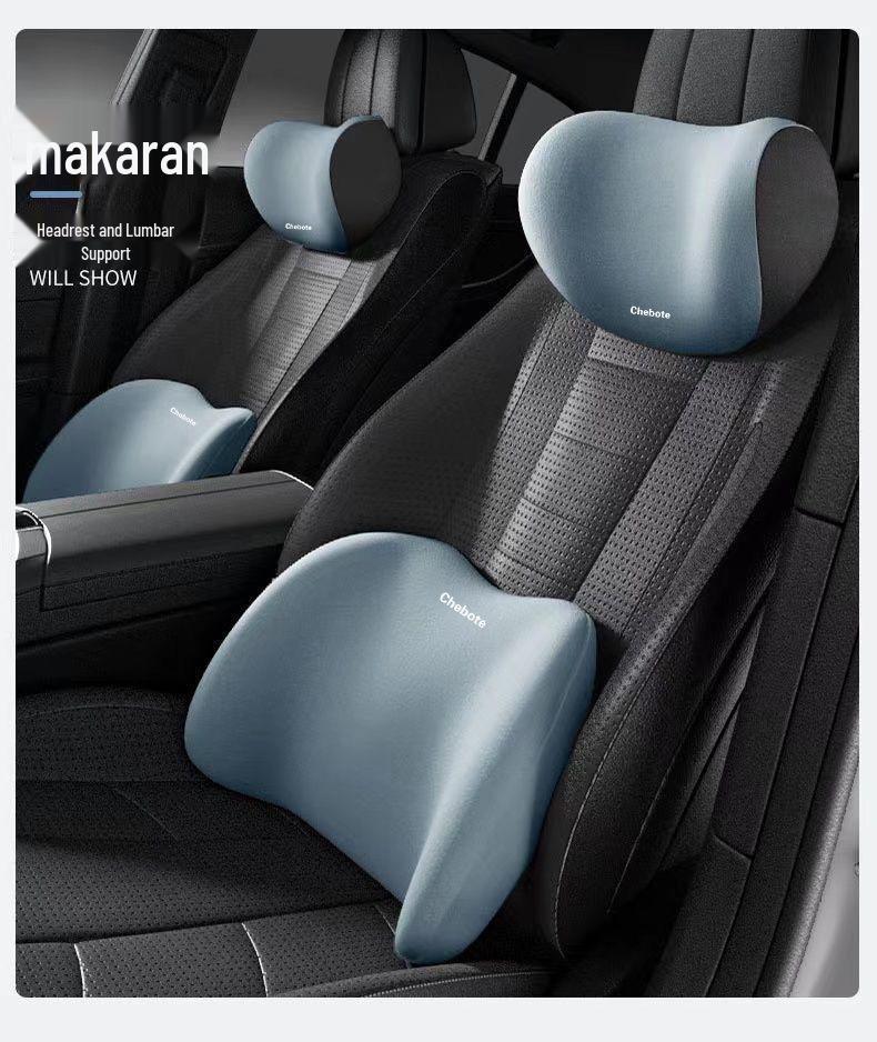 Car Lumbar and Neck Support Pillow - Memory Foam Cushion for All Seasons