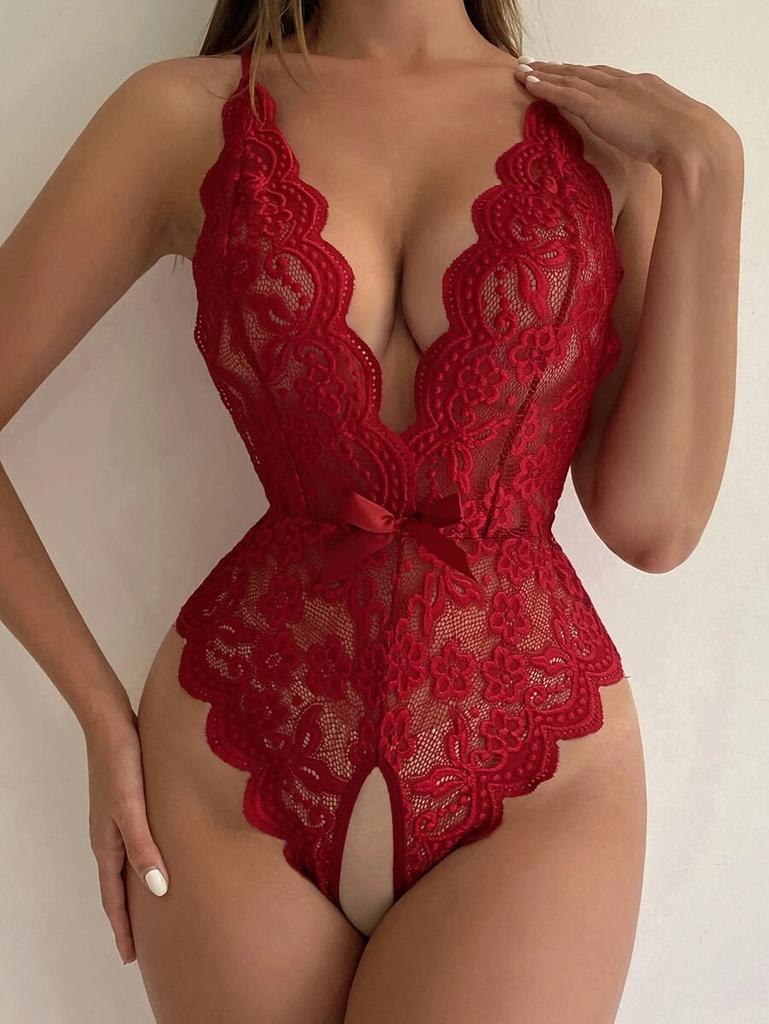 1011 European and American new erotic underwear, women's lace erotic one-piece pajamas, backless sexy perspective pajamas