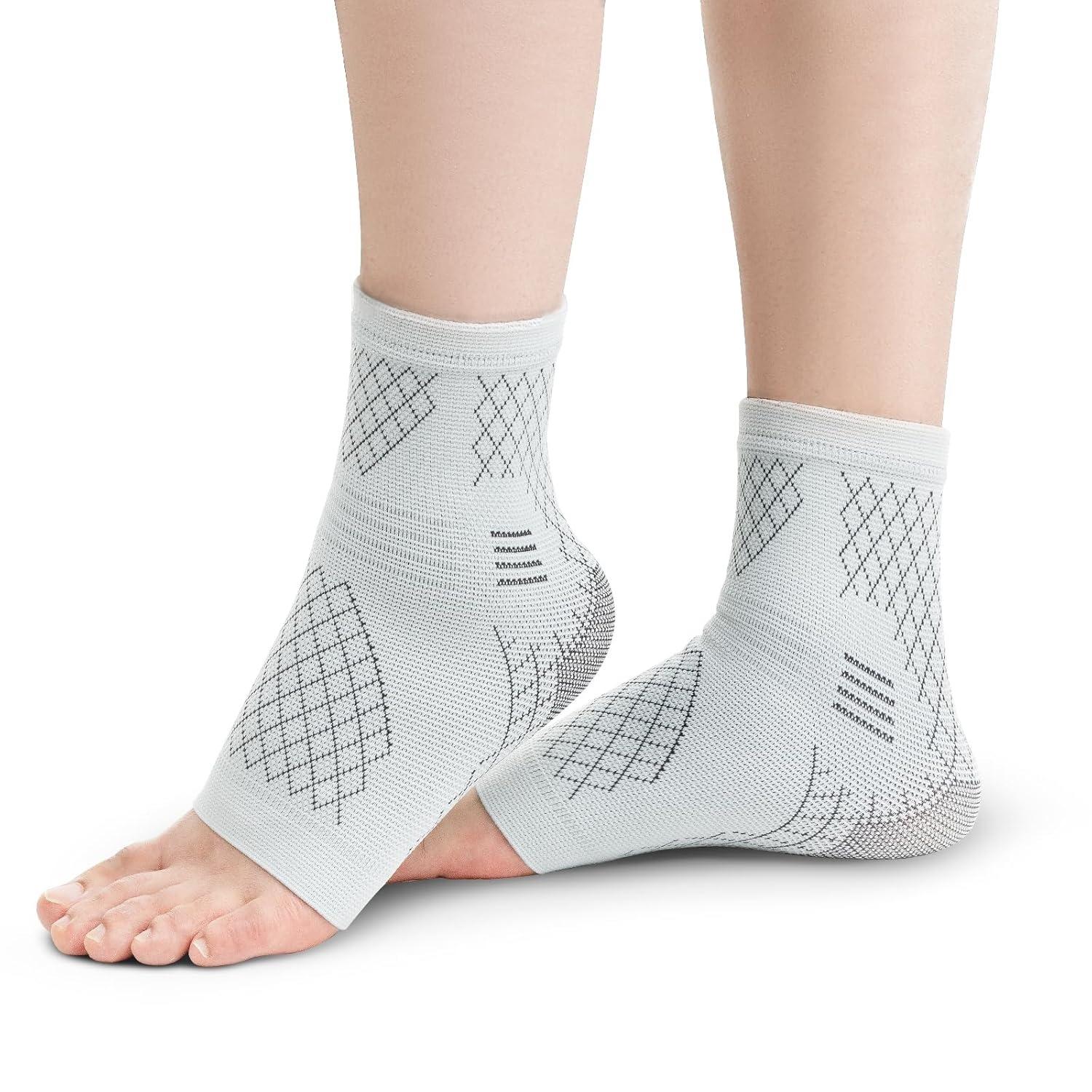 

2 Pack Ankle Brace for Sprained Ankle, Arch Support Compression Sleeve Socks for Women & Men, Achilles Tendonitis Brace Wraps L/XL белый