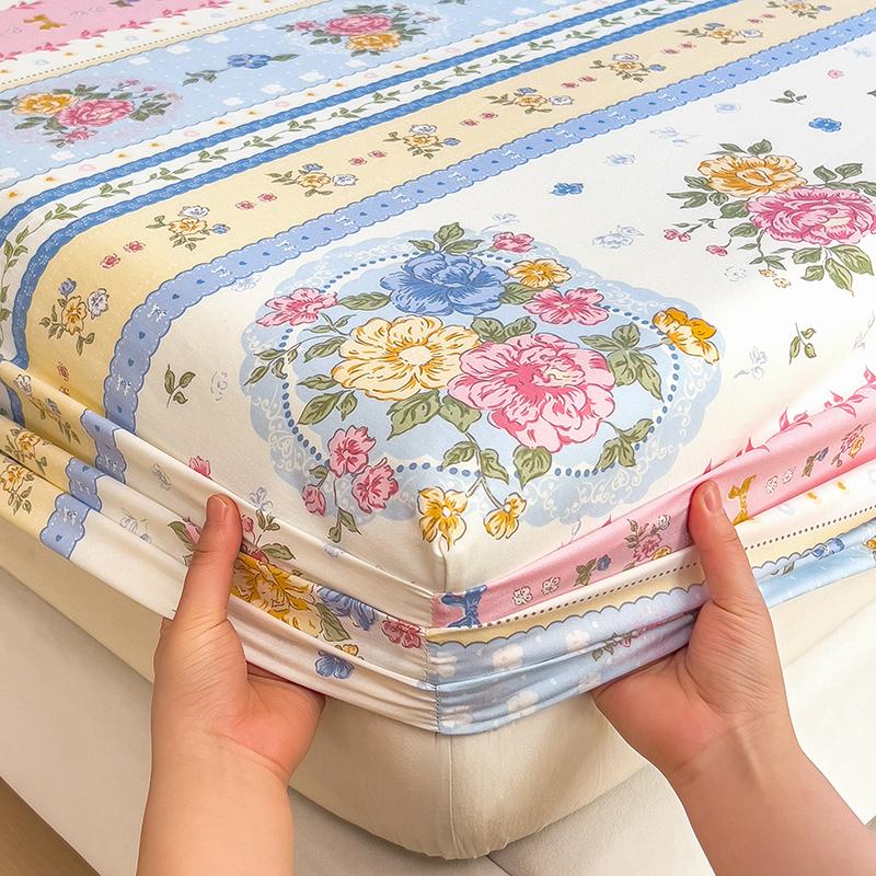 100Cotton Material With Bed Linen Collection Flower Printed Fitted With Bed Linen Pure Cotton Material Soft Fitted Linen With Elastic SingleQueenKi