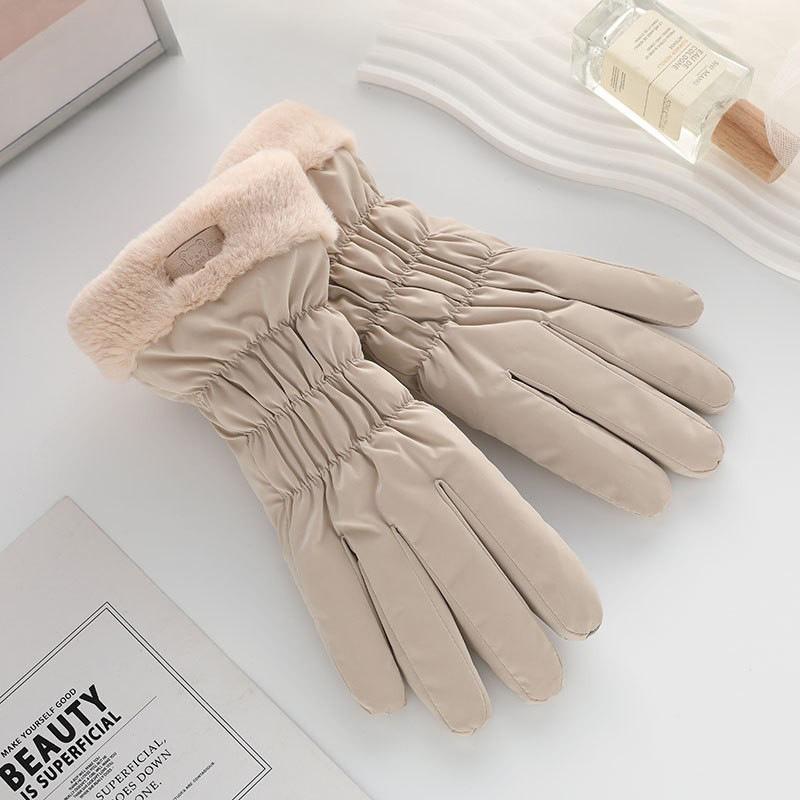 Winter Warm Gloves Women's Cycling Touch Screen Fleece Thickened Windproof Cute Korean Ski Gloves