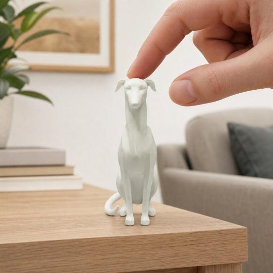 3D Printed Huibiti Dog Figurine, Simulated Sitting Dog Shape Model, Delicate Hair Texture, One-Piece Molding, Mini Desktop Ornament Gift for Dog