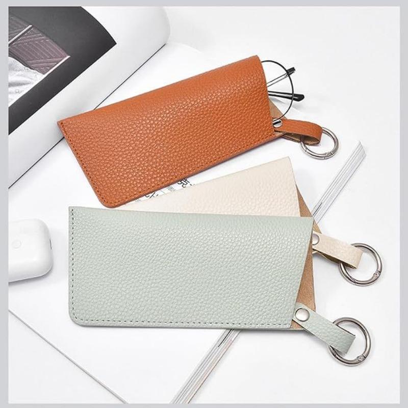 Portable PU Leather Eyeglass Case, Hanging Eyeglass Storage Bag, Sunglasses, Eyeglass Bag, Convenient Keychain