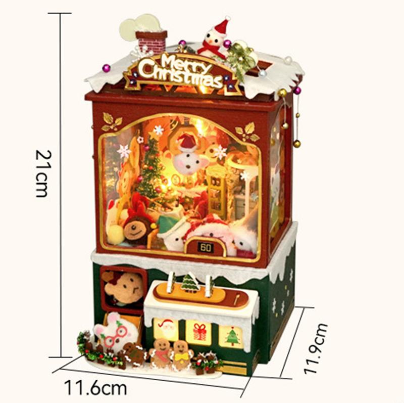 New Christmas Dollhouse Furniture Book Nook Miniature Building Kit Accessories DIY Hut cabin Houses Doll House Creative Puzzle