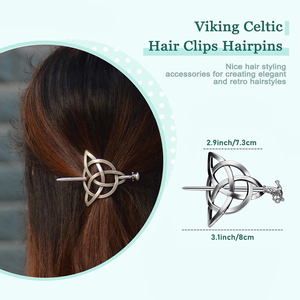 Celtic Knot Silver Hair Clips Vintage-Inspired Hair Claws for Women Symbolic Barrettes for Long Hair Braids