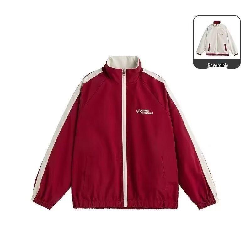 

Двусторонняя водонепроницаемая куртка-ветровка унисекс со стойкой воротником для осени/зимы 2XL красный