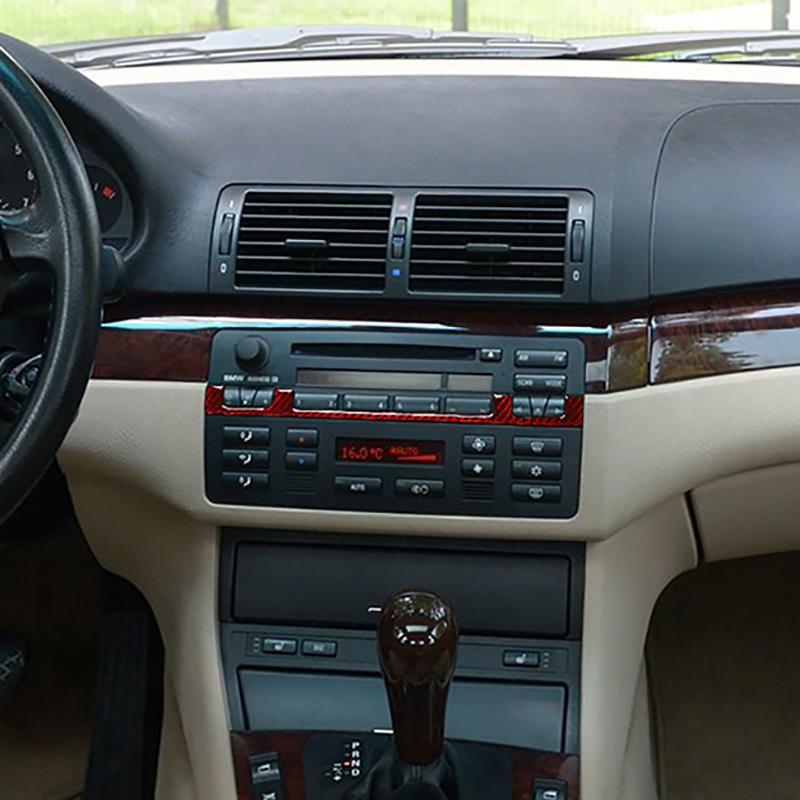 Fibră de carbon interior auto control central aer condiționat buton cadru ornamente capac autocolant Accesorii auto pentru BMW E46