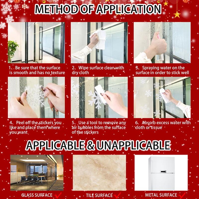 Blaue Weihnachtsfensteraufkleber - Statisches Aufkleberset mit Glocken, Rentieren, Weihnachtsmann, Schneeflocken & Schneemann für Weihnachtsfeierdekoration