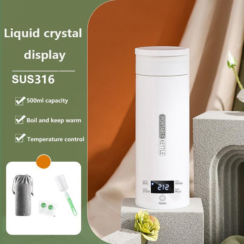 

Новый дизайн 316 нержавеющая сталь термоэлектрическая кружка портативный чайник уличный электрочайник дорожная кружка 500 мл 4 температурных режима EU Plug белый