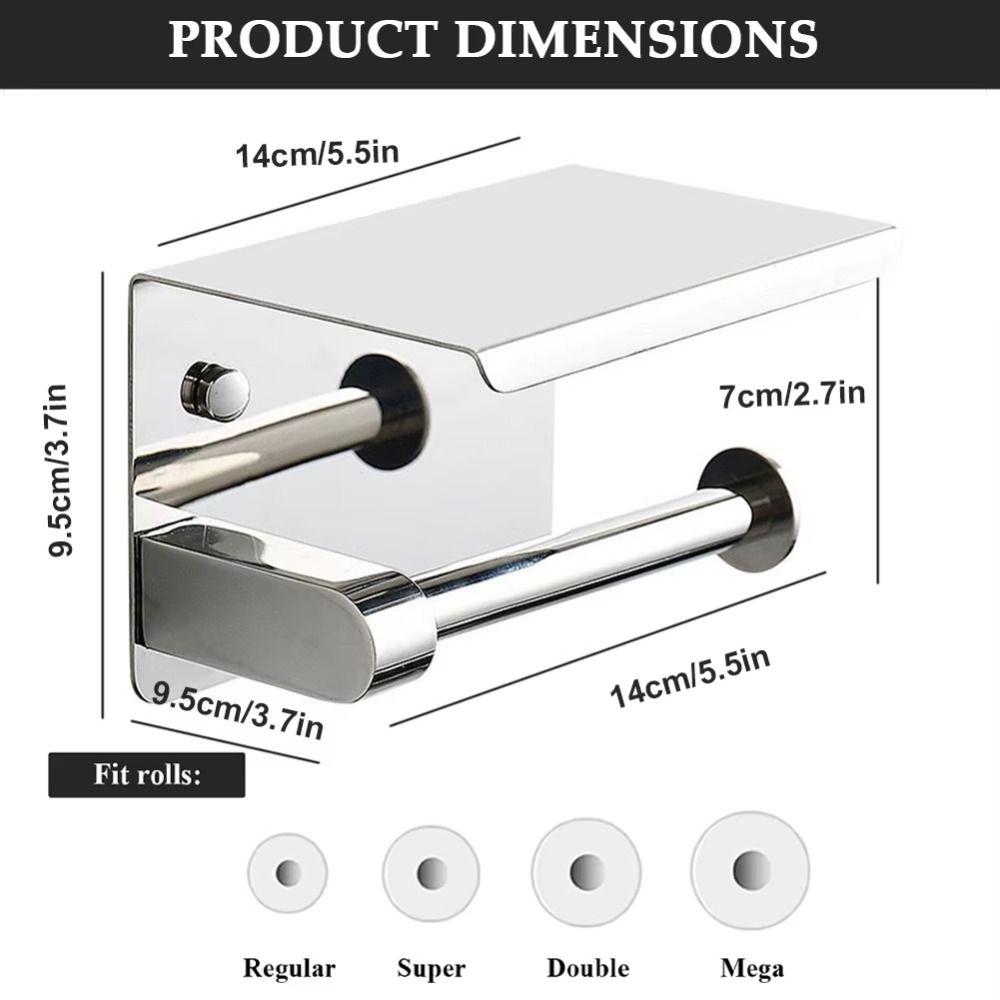 With Phone Holder Paper Towel Stand Wall Mounted Floating Paper Shelf Toilet Paper Holder  Bathroom