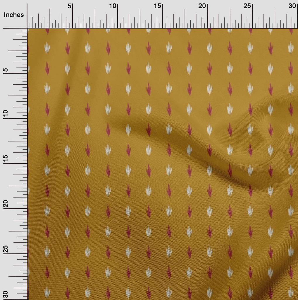 oneOone Cotton Flex Dark Mustard Fabric Small Motif Ikat Sewing Craft Projects Fabric Prints By Yard 40 Inch