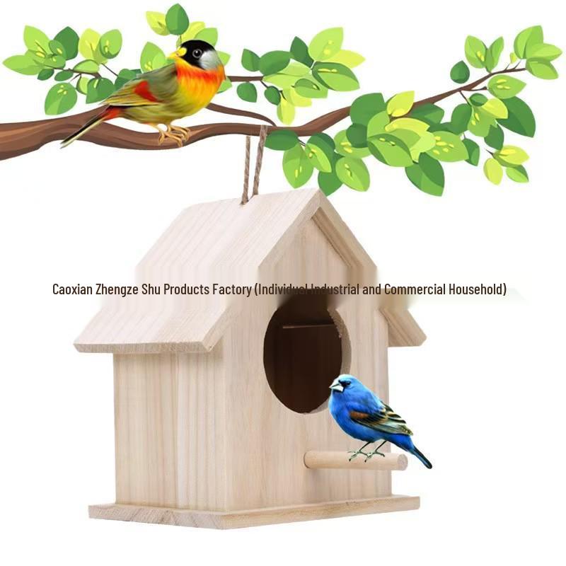 Outdoor Wooden Bird Breeding Box Nest - Real Wood Garden Shelter for Birds