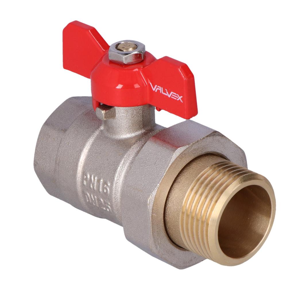 Nickel-plated ORO ball valve with a gland with a half-screw and an aluminum butterfly