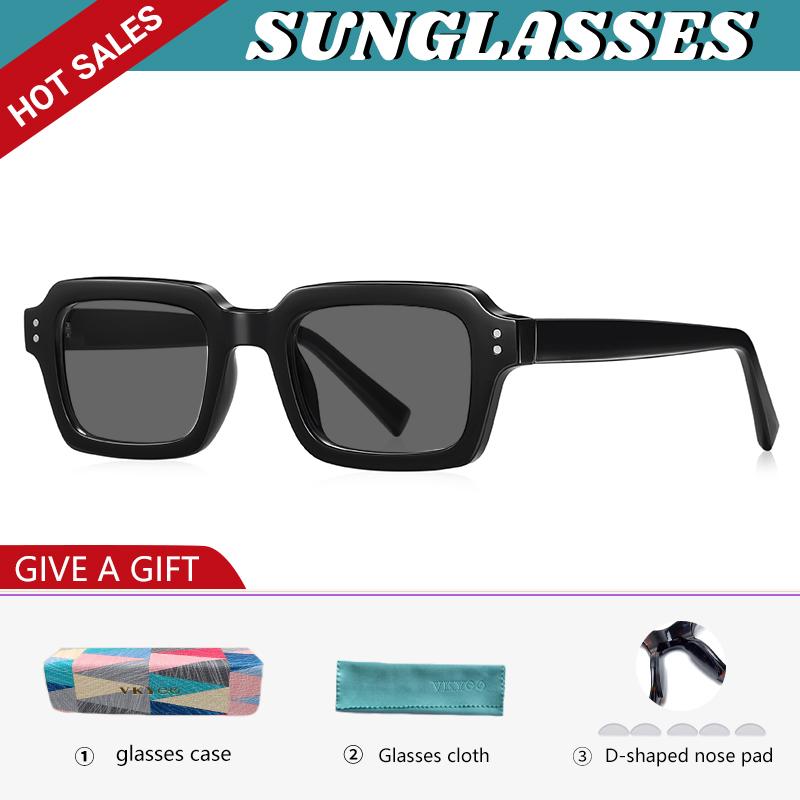 GENEVIEVE Simple Geometric Square Box Photochromic Anti-blue Light Glasses Polarized Sunglasses Can Be Customized Prescription