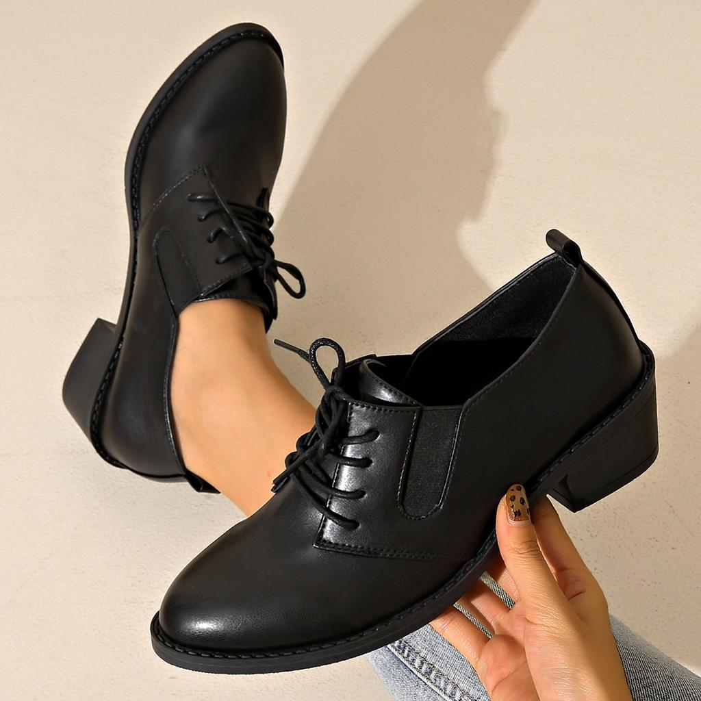 Spring and Autumn  Comfortable Casual Shoes Fashionable New Round Toe Square Heel Plus Size Single Shoe for Women's
