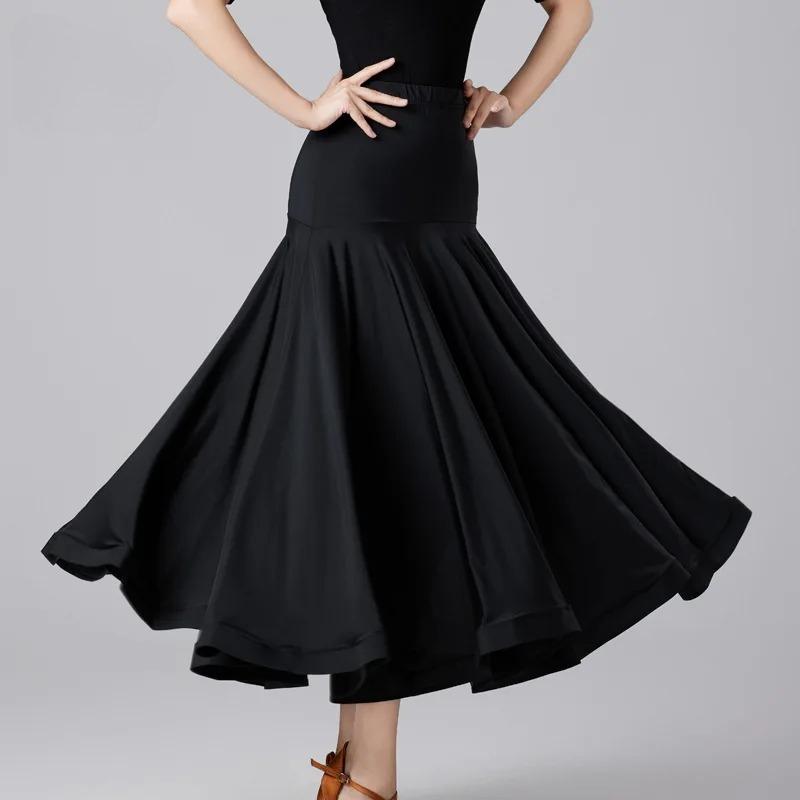 Dámská moderní kolová sukně Waltz Sálový tanec Tréninková volánová dlouhá sukně Dámská sálová taneční poloviční sukně Jednobarevné dlouhé šaty