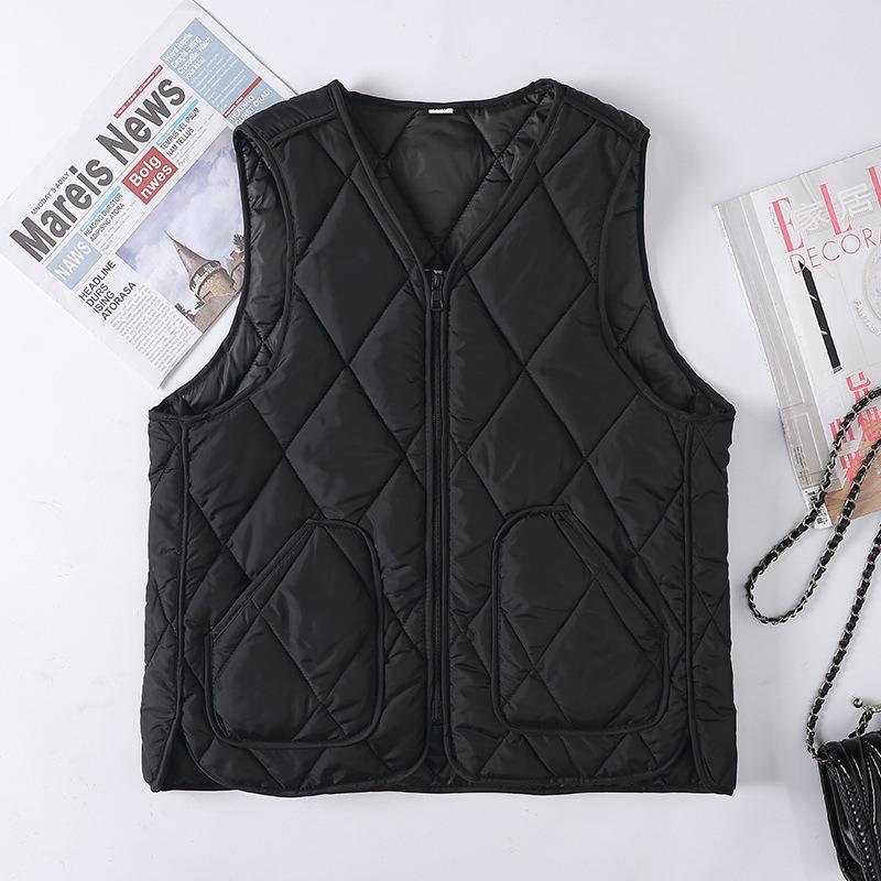 Crew neck quilted warm windproof vest down cotton vest cotton top warm jacket new autumn and winter