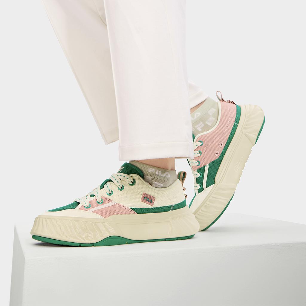 FILA Fosso Color Block Fashion Trendy Fresh Vitality Low Top Canvas Shoes Women sneaker White Pink F12W432308FAP