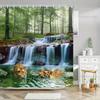 Shower Curtain: Majestic Tigers In a Serene Forest with Waterfalls for a Dramatic and Nature-Inspired Bathroom Decor