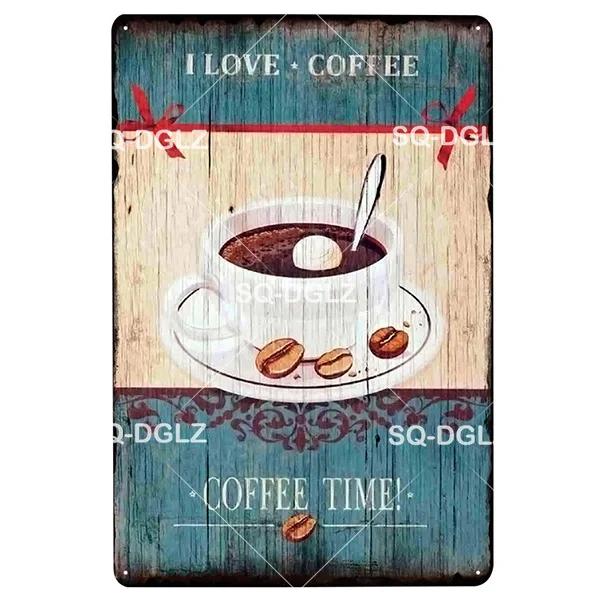 SQDGLZCOFFEE Menu Metal Sign Vintage Plaque Plate Decor For Pub Bar Wall Decor Break Coffee Tin Signs Retro Paris Cafe Poster