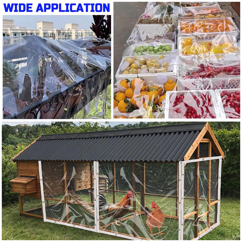 LTCANOPY Clear Tarp, 1.55m X 2.15m, 500g/m² Waterproof Vinyl Clear Sheet with Grommets, Double Seam Reinforced Plastic Edges, Durable Ripstop Tarp