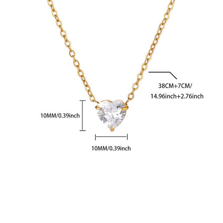 Stainless Steel Birthstone Pendant Necklace for Women Fashion Heart Crystal Zircon Charm Clavicle Chain Birthday Party Jewelry