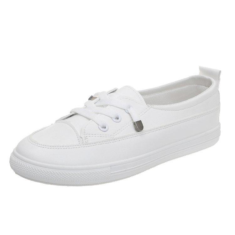 2025 Women's White Low-Cut Canvas Sneakers - Round Toe, Lace-Up, Flat Bottom Casual Shoes