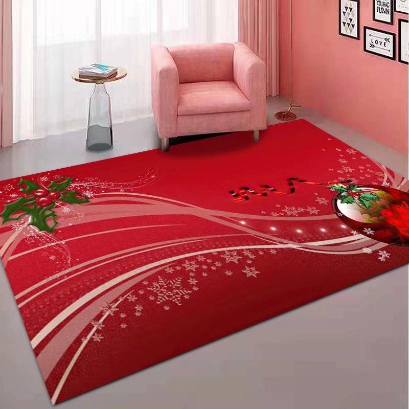 VIKAMA Christmas Living Room Bedroom Printed Carpet Winter Warmth Full Floor Anti-slip Floor Mat Home Decoration