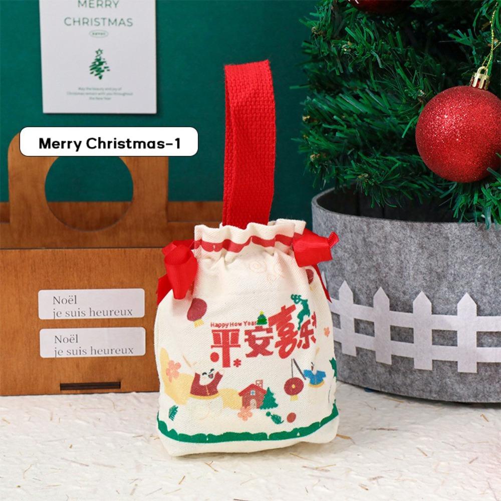 

Большая вместительная рождественская подарочная сумка, переносная, с карманом на шнурке, креативная рождественская сумка для конфет 1