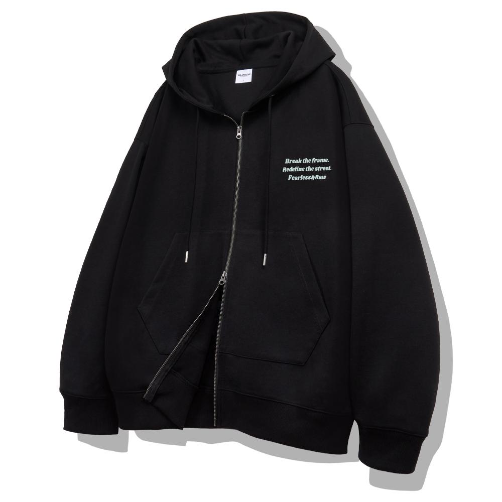 Ulifezip Burning Letter 2-Way Oversized Zip-Up Hoodie 2 Colors [Ulzh_6004]