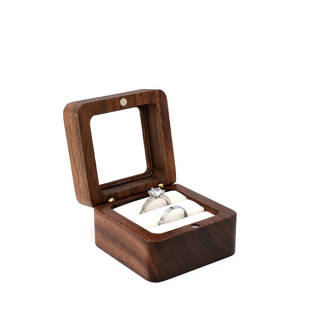 Wooden Earring Display Box Window Open Ring Display Box Jewelry Storage Box  Wedding Propose