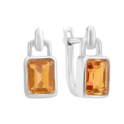Silver Earrings with Natural Golden Quartz 3.45ct (2165835)