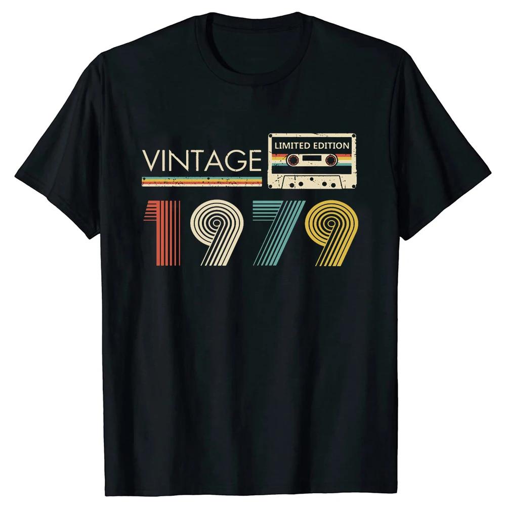Classic 1979 Vintage Birthday Cassette Est 1979 Edition T Shirts Summer Graphic Cotton Streetwear Short Sleeve Gifts Tshirt