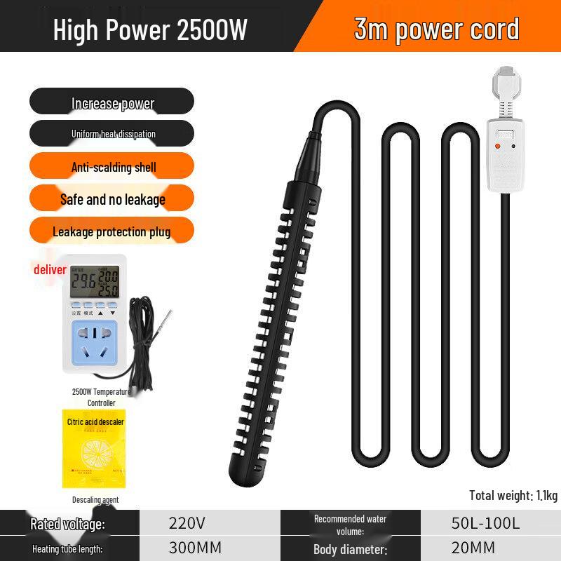 2500W Immersion Water Heater with Smart Temperature Control