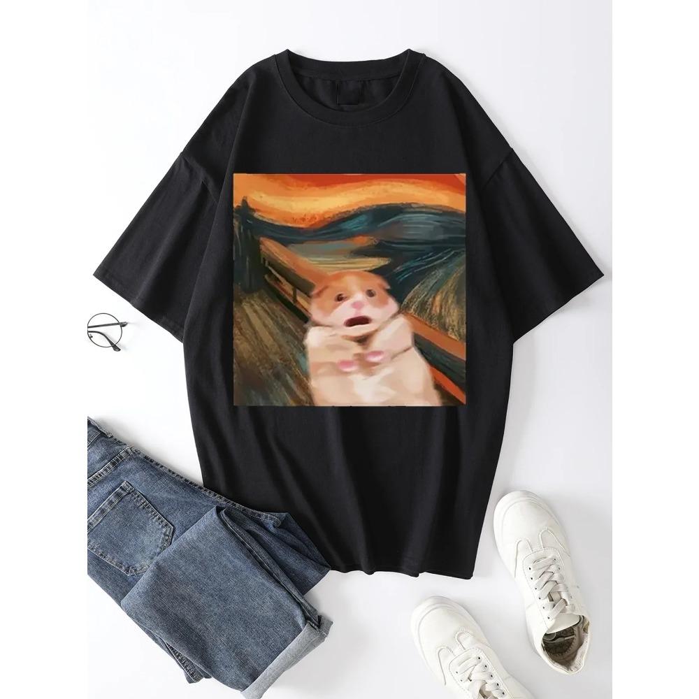 Humorous Animal Meme TShirt Collection Art Parody Whimsical Animal Graphic Tees with Internet Women Clothes Y2k Clothes