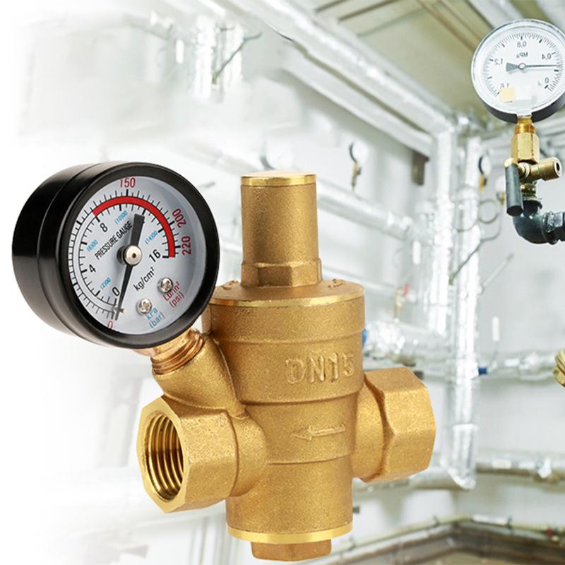 DN15 Brass Adjustable Water Pressure Regulator Reducer With Gauge Meter Brass Pressure Regulator Water Pressure Regulator