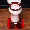 2Pcs/set Santa Pattern Bathroom Seat Set Dust Proof Santa Floor Carpet  Protection  Floor