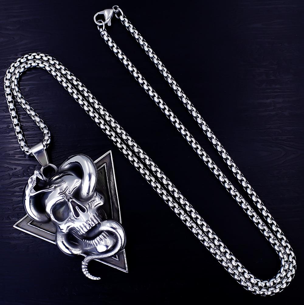 Necklace Retro Snake Skull Men's Pendant