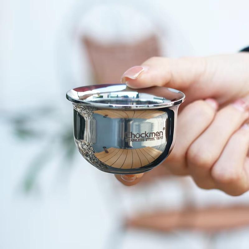 Solid 316 Stainless Steel Mini Shot Glass Cup 0.1kg Premium Wine Tea Souvenir Cup with Etched Surface for Home Bar Outdoor Use