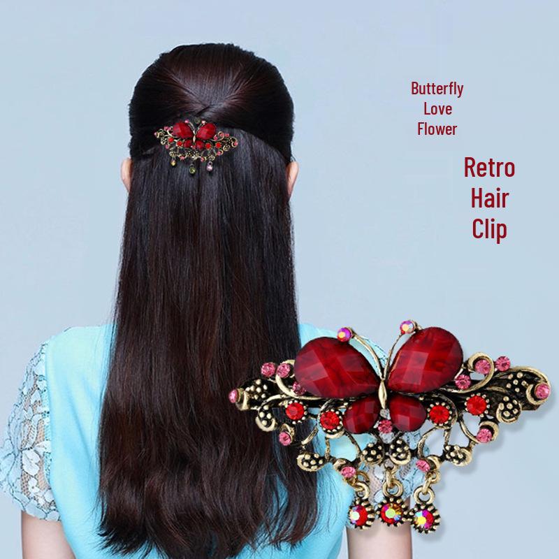 

Kids Retro Rhinestone Butterfly Tassel Hair Clip