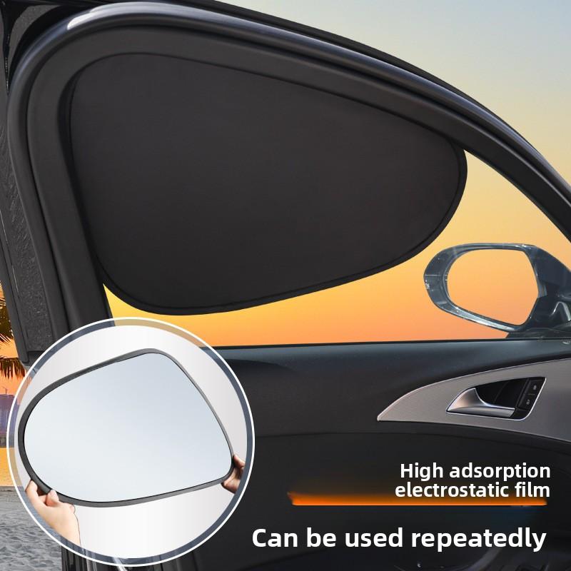 Sun-blocking and Heat-insulating Side Window Glass with Electrostatic-adhesive Sunshade for Vehicle Interiors