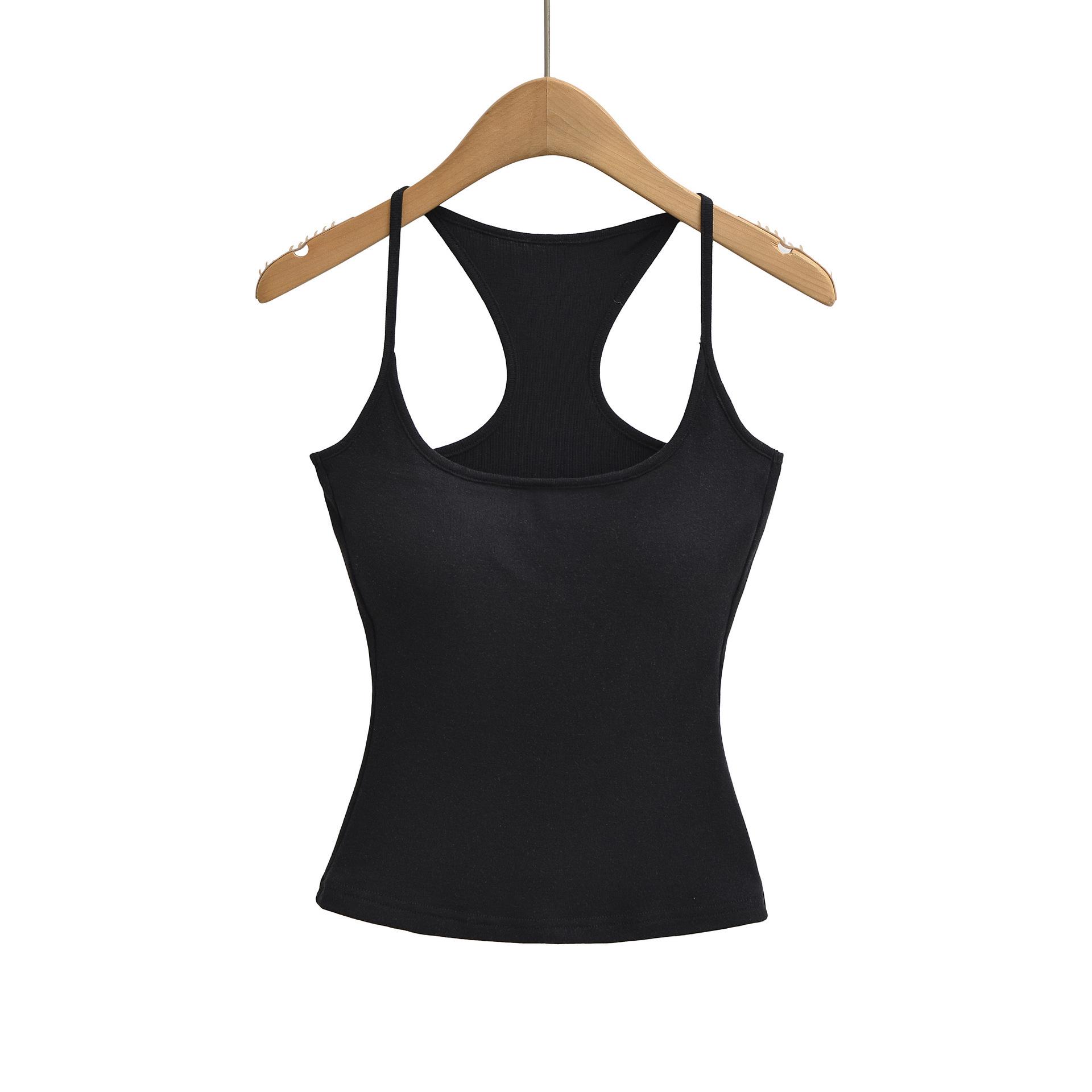 Spicy Girl Slim Fit Fleece Racerback Vest with Chest Pads - Women s Casual Sleeveless Top Large чёрный