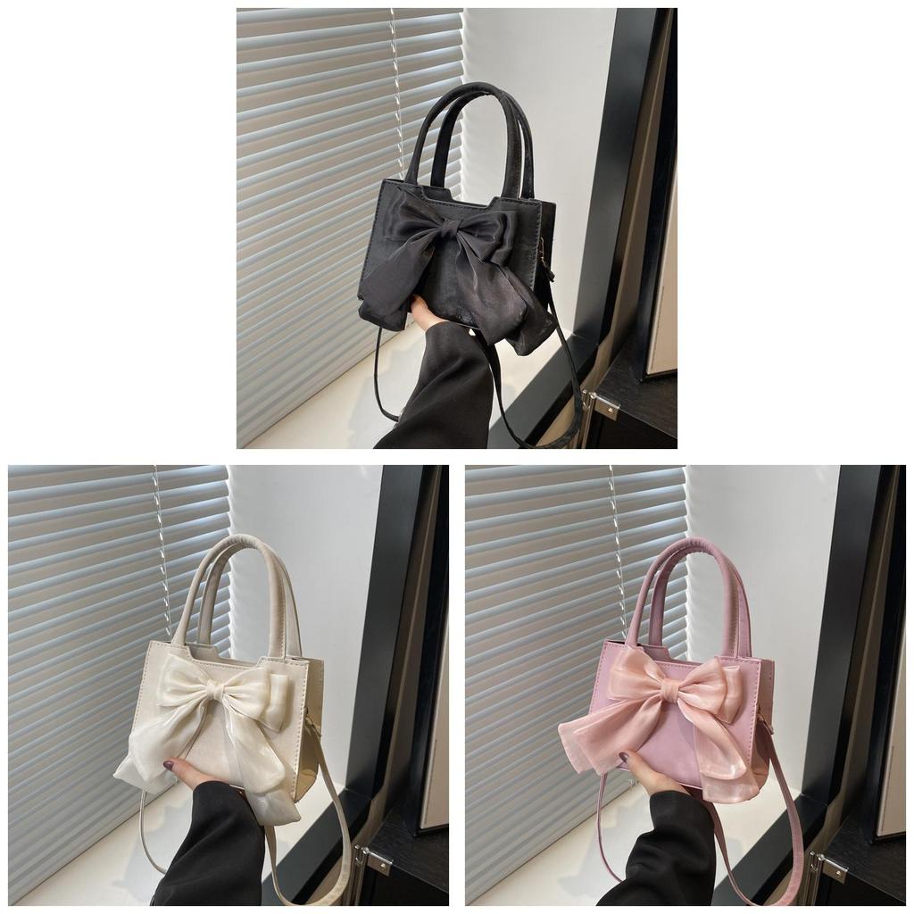 Butterfly Bow Small Shoulder Bag Pu Material With Zipper Closure For Daily Use