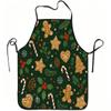 1pc Gingerbread Print Apron with Adjustable Waistband & Belt - Polyester Bib Suitable for Cooking,, Gardening, Orchard Picking, Christmas & Halloween