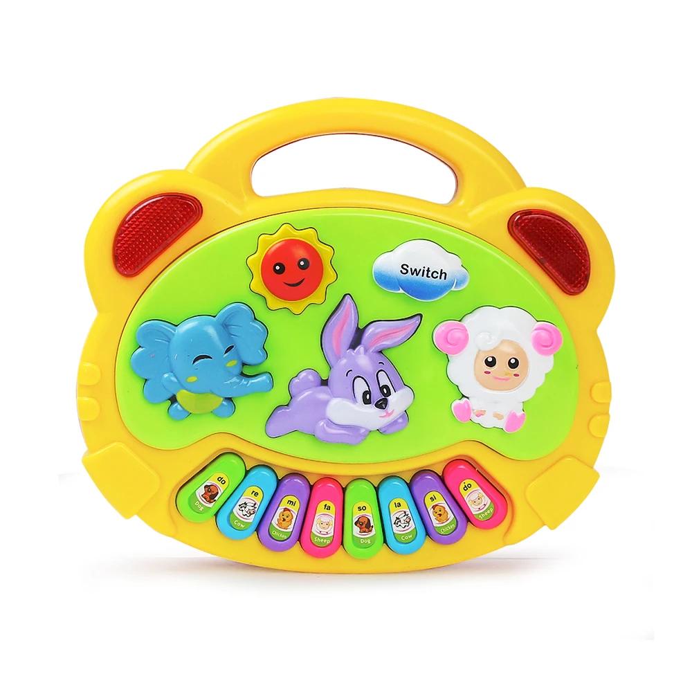Klaviertastaturspiel für Kinder mit Cartoon-Motiv und Tiergeräuschen, Blinklicht, Musik, Babyinstrument, Musikspielzeug, Lernspielzeug, Kindergeschenke