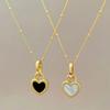 Stainless Steel Simple 2 Sides Black White Love Heart Pendant Necklace for Women Trendy Collar Jewelry Accessories Gifts