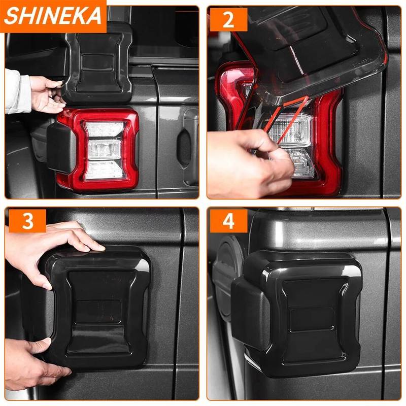 SHINEKA Car Rear Tail Light Lamp Taillight Decoration Cover for Jeep Wrangler JL 2018 2019 2020 2021 2022 2023 2024+ Accessories
