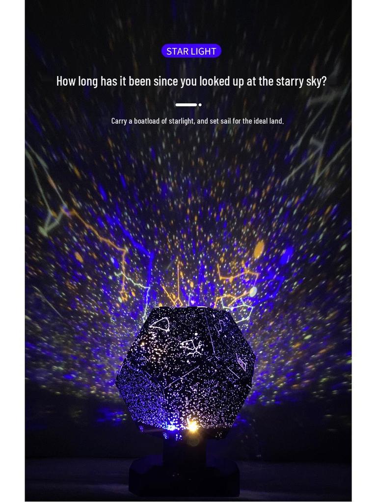 Four Seasons Rotating Starry Sky Projector Lamp - Romantic Constellation Night Light