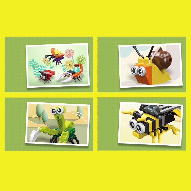 Mini-Baustein-Set für Kinder von 9-12 Jahren, Insekten- und Tierfiguren, Mikro-Bausteine, Spielzeug, Geschenk